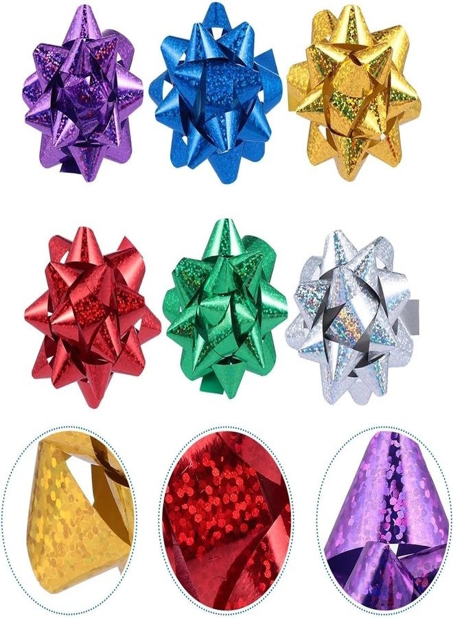 SquarezhenBo 50Pcs Mini Christmas Gift Bows - 1" Metallic Star Self-Adhesive Wrapping Accents, Vibrant All-Occasion Bows for Presents/Crafts/Party Decor, Holiday and Valentine's Day Essentials (Mixed Colors) - Image 4